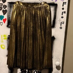 Zara Metallic Gold A-Line Skirt